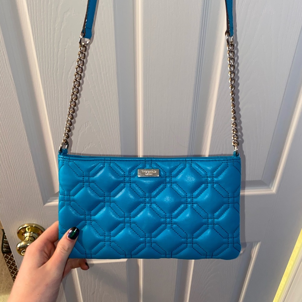 KATE SPADE BLUE QUILTED LEATHER BAG